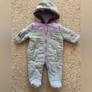 WEATHERPROOF | Grey & lavender w/faux fur lined hood | Hand covers | Size 6-9M